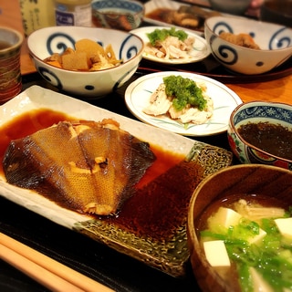 カレイの煮付け定食